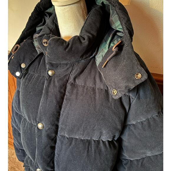 Polo Ralph Lauren Mens Vintage Corduroy Down Jacket Water Resistant Navy L - Picture 4 of 16